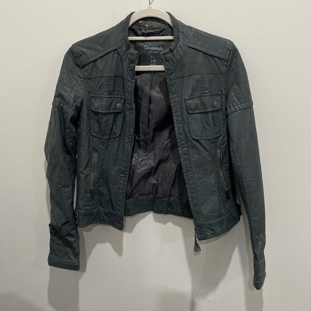 Pale Army Green Pleather Jacket